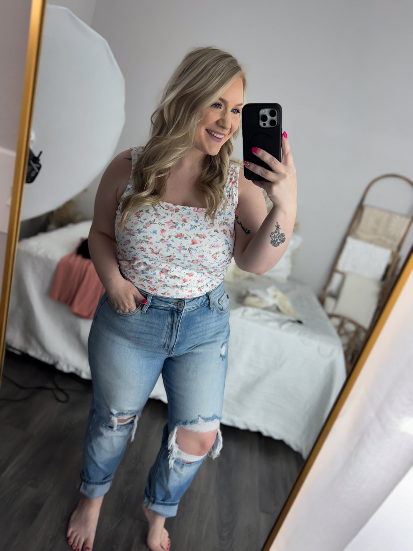 Floral Square Neck Bodysuit