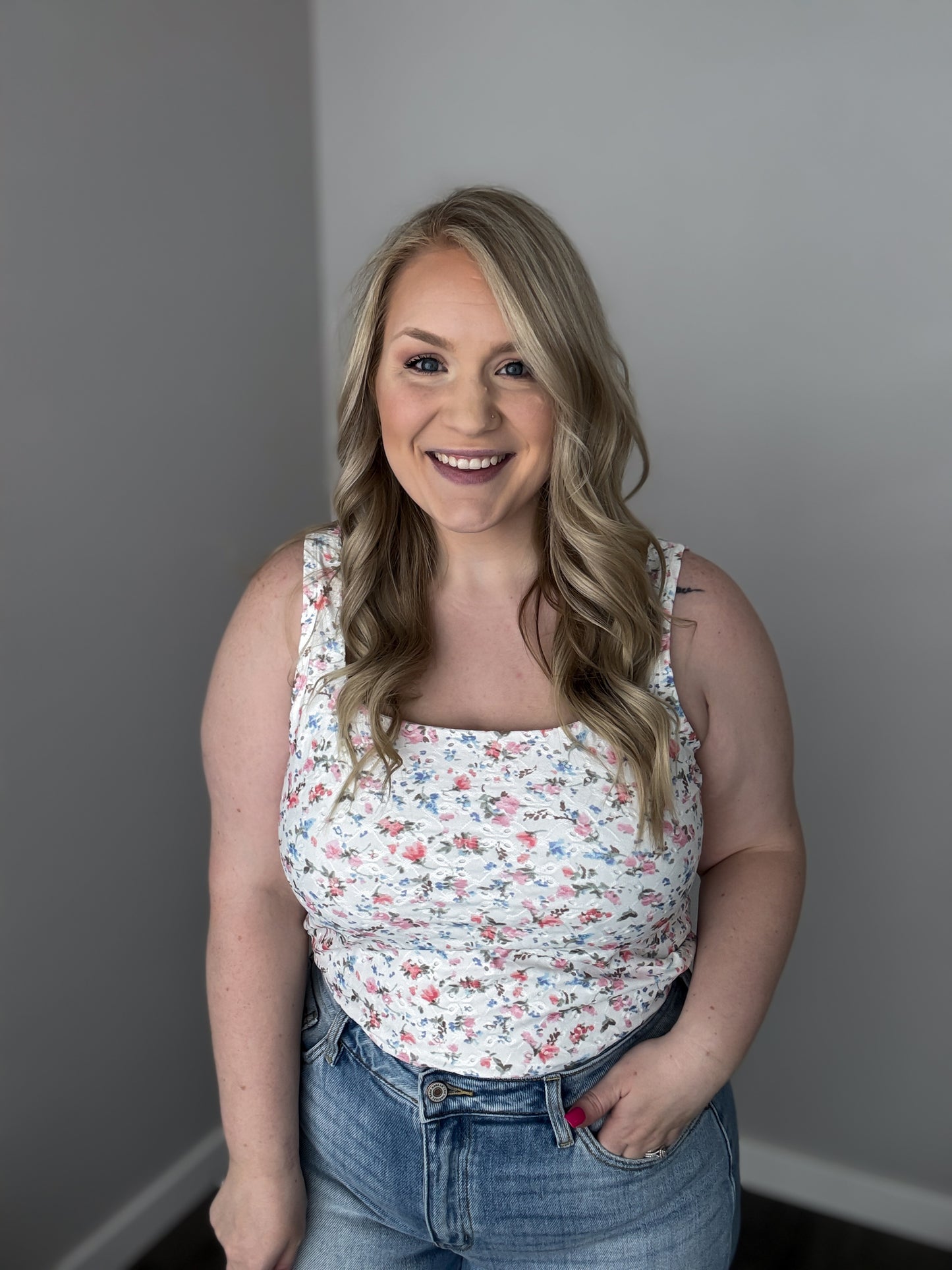 Floral Square Neck Bodysuit