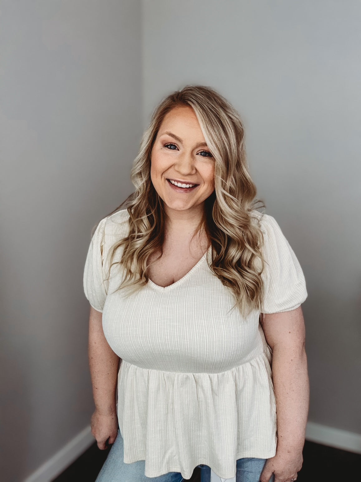 Sophie Ribbed Short Sleeve Babydoll Top