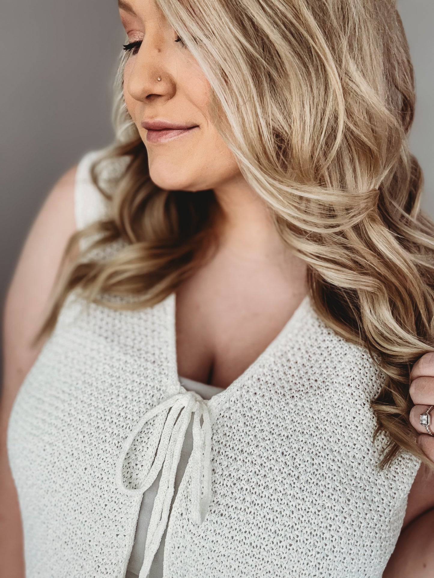Carlee V-Neck Tie Front Knitted Vest