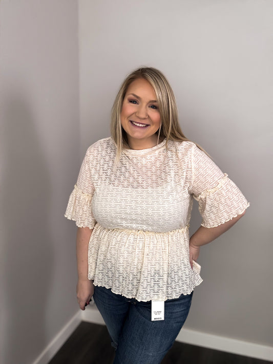 Megan Ruffled Short Sleeve Blouse
