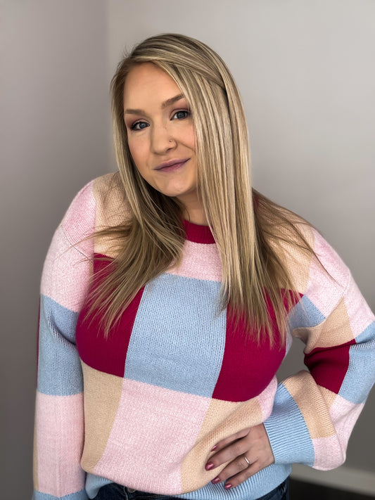 Celia Loose Fit Color Block Sweater