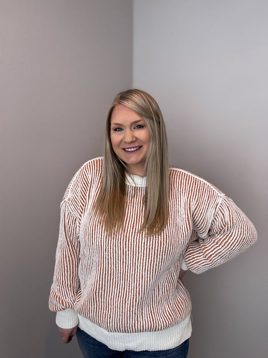 Miriam Khaki Striped Sweater