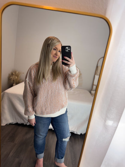 Miriam Khaki Striped Sweater