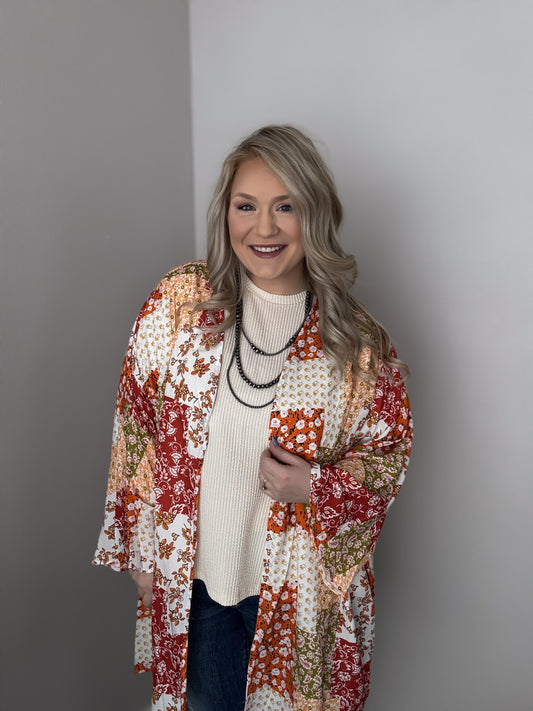 Shayna Boho Floral Patchwork Kimono