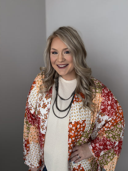 Shayna Boho Floral Patchwork Kimono