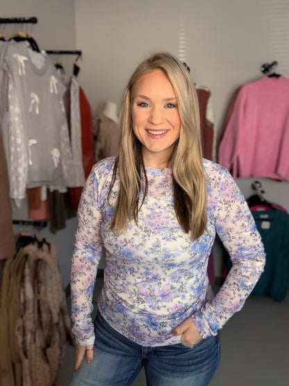Floral Mesh Top | Lavender