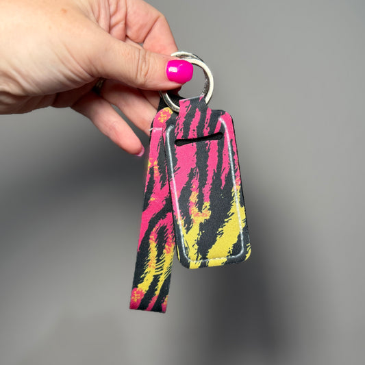 Wristlet Keychain and Chapstick Holder | Zebra