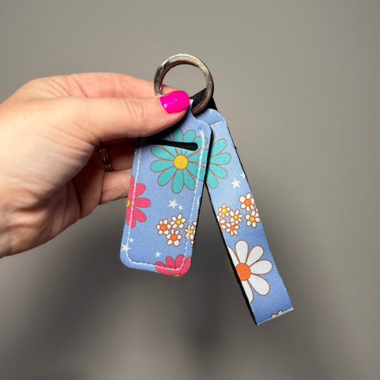 Wristlet Keychain and Chapstick Holder | Floral