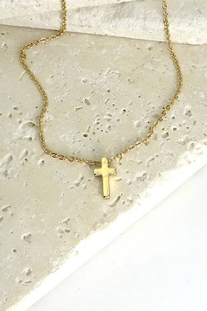 Classic Mini Cross Necklace | Gold