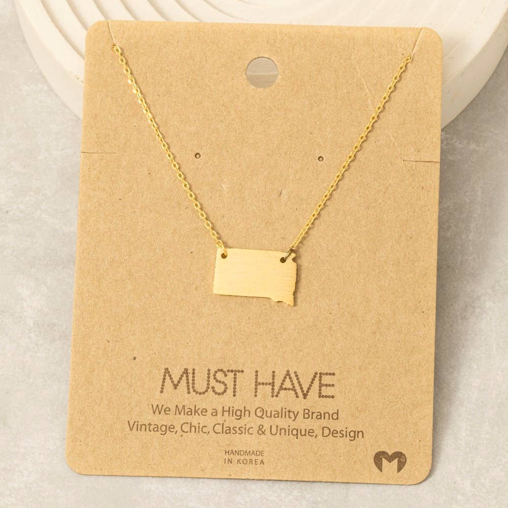 South Dakota State Necklace | Gold