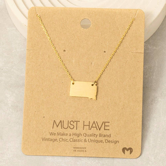 South Dakota State Necklace | Gold