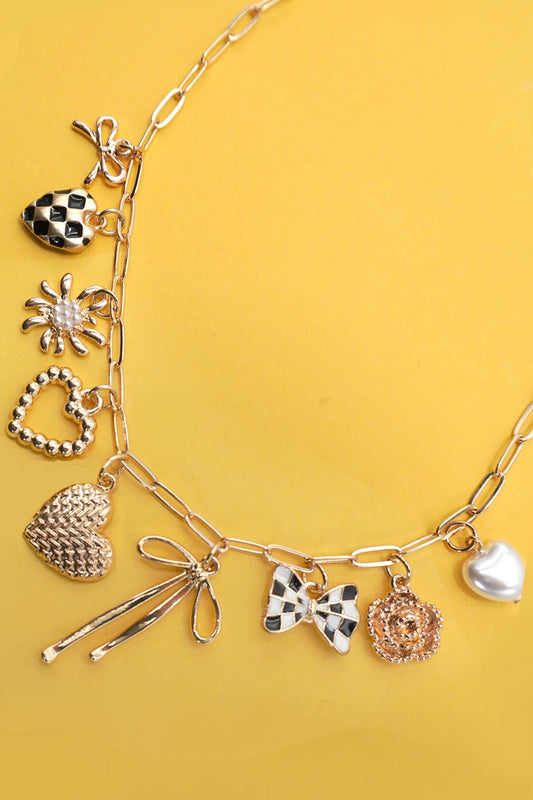 Charm Bow Necklace |  Gold