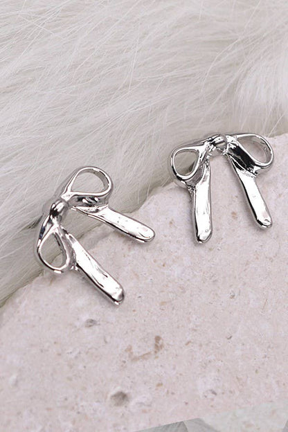 Bow Stud Earrings | Silver