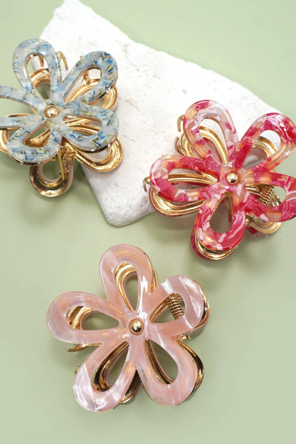 Jumbo Floral Hair Claw Clip | Pink