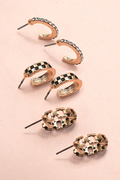 Hoop Huggie Trio Earrings | Gold
