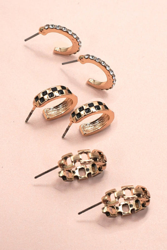 Hoop Huggie Trio Earrings | Gold