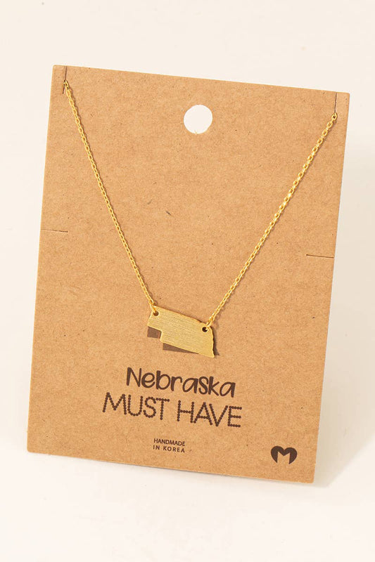 Nebraska State Necklace | Gold