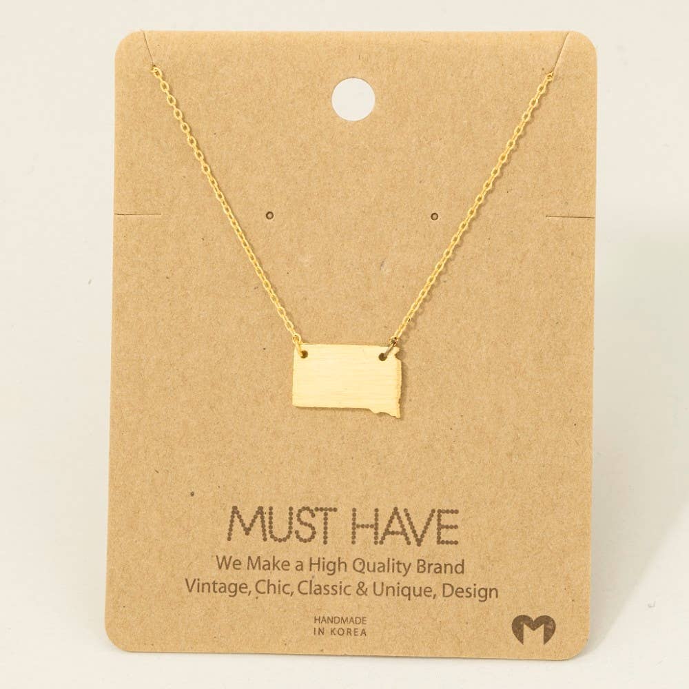 South Dakota State Necklace | Gold