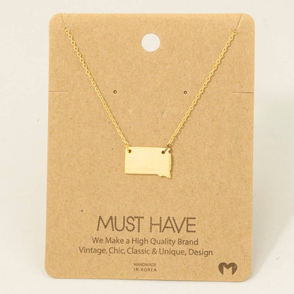 South Dakota State Necklace | Gold