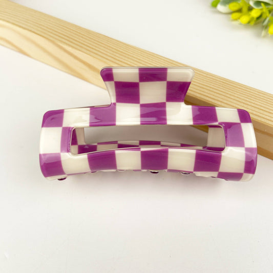 Checkered Retro Claw Clip | Purple