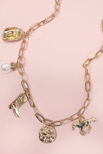 Western Boot Charm Necklace | Gold