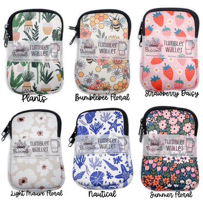 Tumbler Wallet Zipper Pouch | Strawberries & Daisies