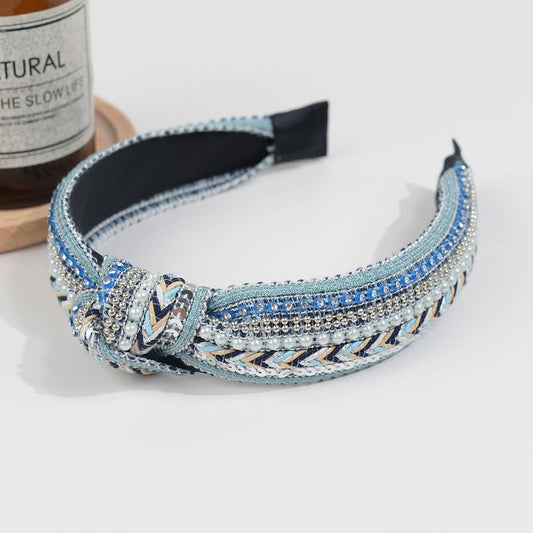 Rhinestone Knotted Headband | Blue