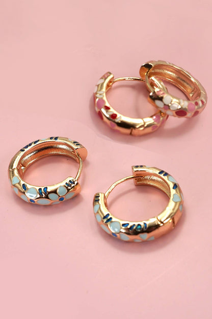 Flower Huggie Hoop Earrings | Blue